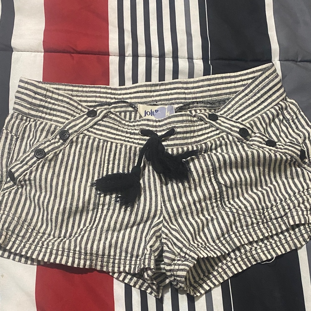 Jolie Striped High Waist Shorts in Black and White